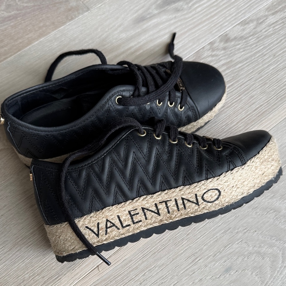 Valentino Black Zigzag Espadrille Sneakers